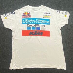 Troy Lee Designs Racing Men XL Red Bull KTM GoPro Adidas White Graphic T-Shirt